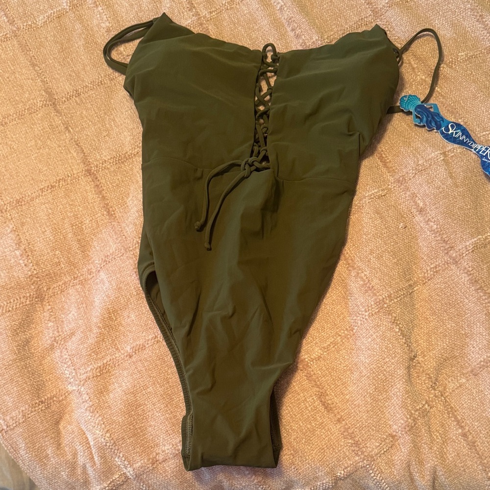 NWT Swims Green One Piece with Lace-Up Front (7)